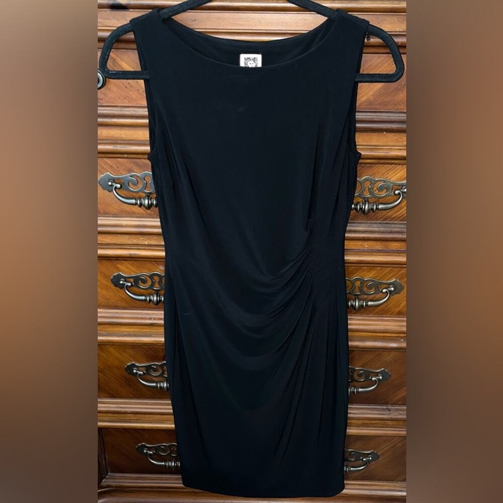 Anne Klein Black Sleeveless Ruched Mini Dress 17” P2P